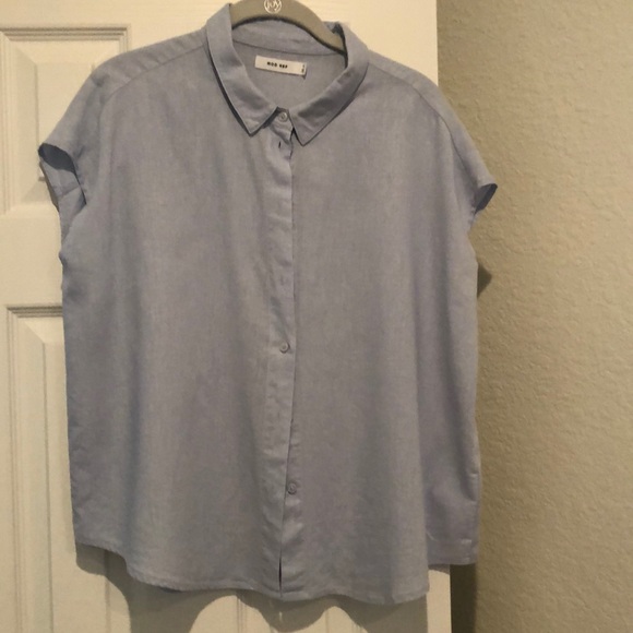 Blue Mod Ref linen blouse - Picture 1 of 2